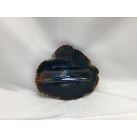 Cut Geode Polished Dresser Trinket Dish Lapidary Stone Blue Gemstone Gorpcore - Picture 1 of 5